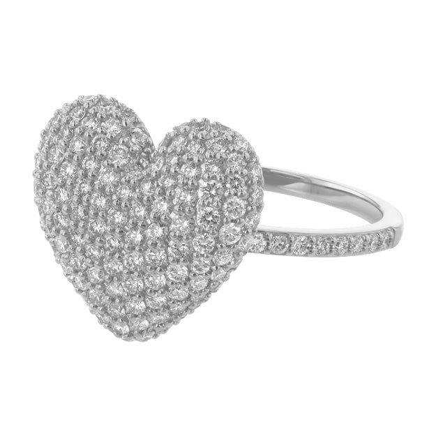 Diamond Heart Pave Ring - 18K Gold | VS Clarity Natural Diamonds