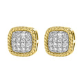 Diamond Cushion Studs with Rope Border - 18K Gold | VS Clarity