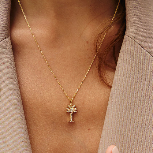Noémie Palm Tree Diamond Necklace - 18K Gold | VS Clarity Natural Diamonds