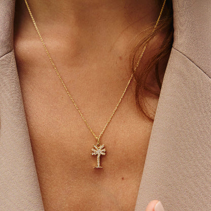 Noémie Palm Tree Diamond Necklace - 18K Gold | VS Clarity Natural Diamonds