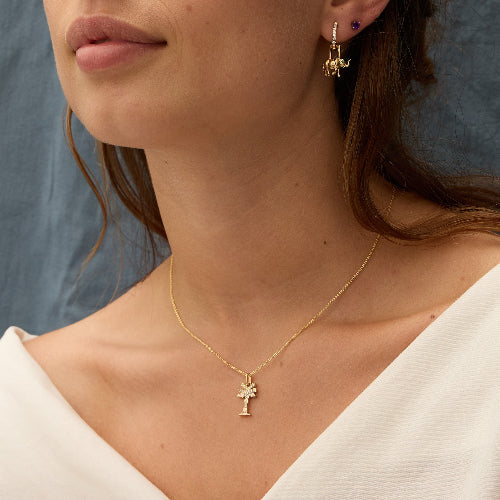 Noémie Palm Tree Diamond Necklace - 18K Gold | VS Clarity Natural Diamonds