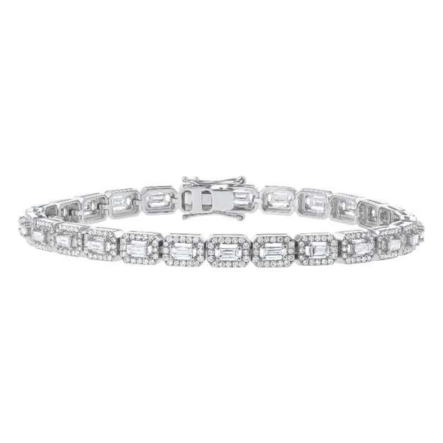 Baguette and Round Diamonds Tennis Bracelet - 18K Gold | VS Clarity Natural Diamonds