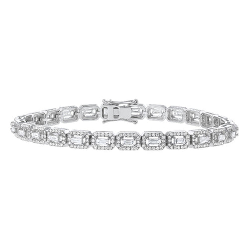 Baguette and Round Diamonds Tennis Bracelet - 18K Gold | VS Clarity Natural Diamonds