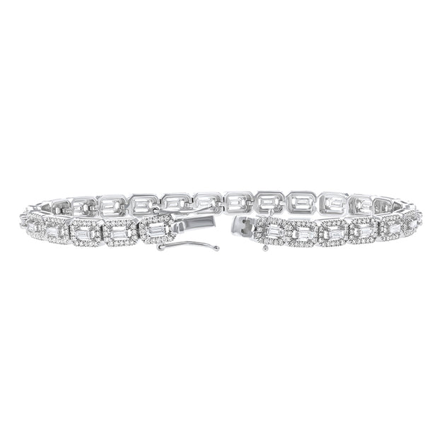 Baguette and Round Diamonds Tennis Bracelet - 18K Gold | VS Clarity Natural Diamonds