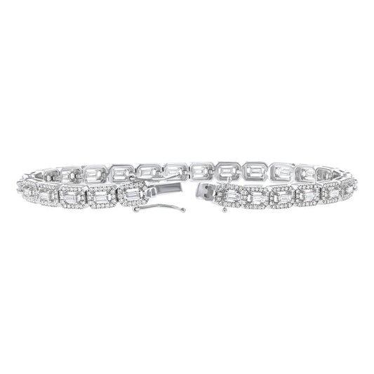 Baguette and Round Diamonds Tennis Bracelet - 18K Gold | VS Clarity Natural Diamonds