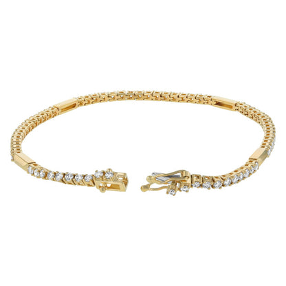 Diamond Tennis Bracelet with Gold Bar Links - 18K Gold | VS Clarity Natural Diamonds