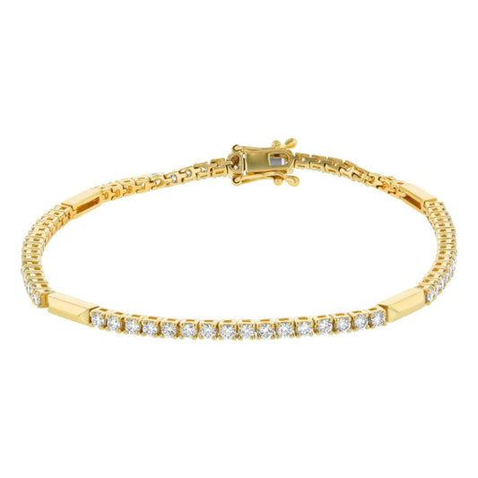 Diamond Tennis Bracelet with Gold Bar Links - 18K Gold | VS Clarity Natural Diamonds