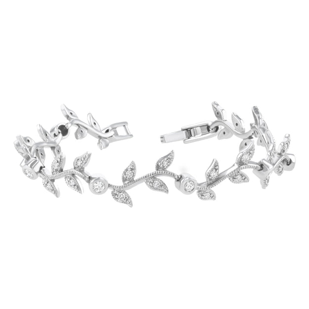 Vintage Inspired Diamond Leaf Vine Bracelet - 18K Gold | VS Clarity Natural Diamonds