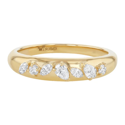 Confetti Diamond Multi Shape Single Row Ring - 18K Gold | VS Clarity Natural Diamonds