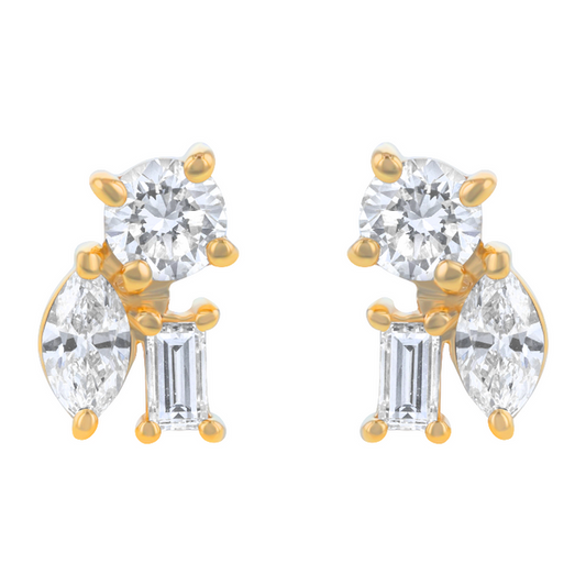 Confetti Diamond Multi Shape Stud Earrings - 18K Gold | VS Clarity Natural Diamonds