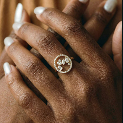 Floating Multi Shape Halo Ring - 14K Gold | VS Clarity Lab Grown Diamonds