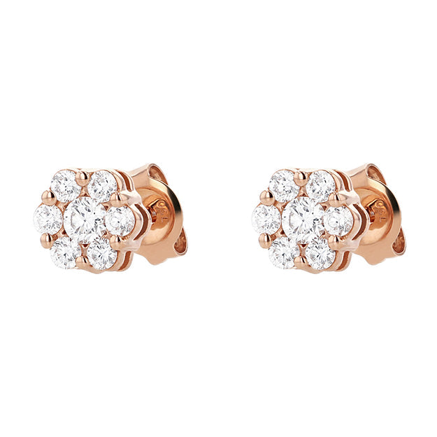 Flower Diamond Stud Earrings with 0.50 Carats - 18K Gold | VS Clarity Natural Diamonds