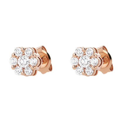 Flower Diamond Stud Earrings with 0.50 Carats - 18K Gold | VS Clarity Natural Diamonds