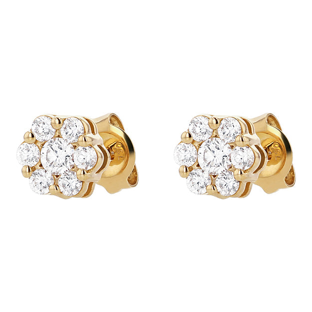 Flower Diamond Stud Earrings with 0.50 Carats - 18K Gold | VS Clarity Natural Diamonds