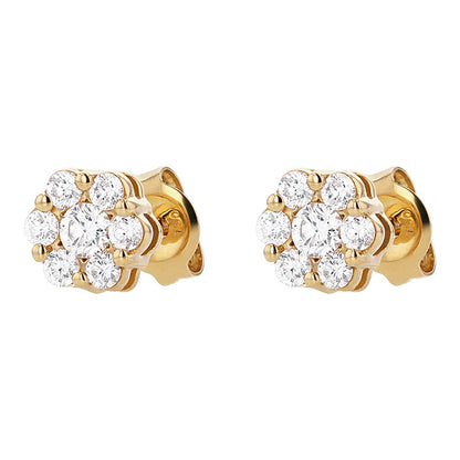 Flower Diamond Stud Earrings with 0.50 Carats - 18K Gold | VS Clarity Natural Diamonds