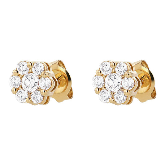Flower Diamond Stud Earrings with 0.50 Carats - 18K Gold | VS Clarity Natural Diamonds