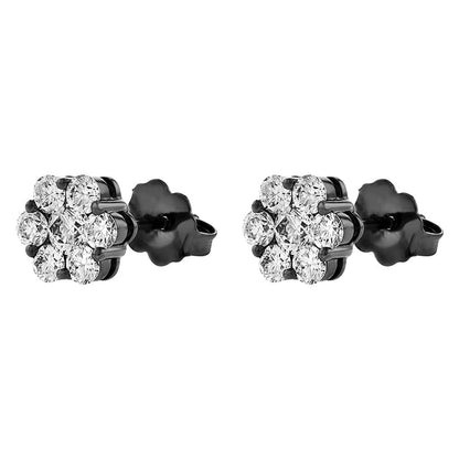 Flower Diamond Stud Earrings with 0.50 Carats - 18K Gold | VS Clarity Natural Diamonds