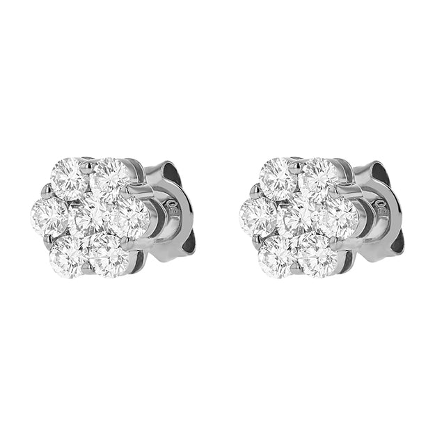Flower Diamond Stud Earrings with 0.50 Carats - 18K Gold | VS Clarity Natural Diamonds