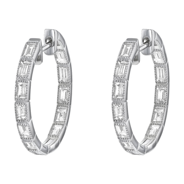 1.5 Carat Inside-Out Baguette Diamond Hoops - 14K Gold | VS Clarity Lab Grown Diamonds