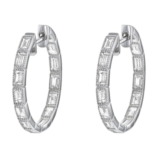 1.5 Carat Inside-Out Baguette Diamond Hoops - 14K Gold | VS Clarity Lab Grown Diamonds