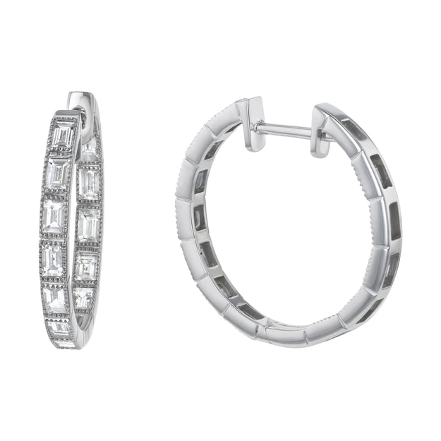 1.5 Carat Inside-Out Baguette Diamond Hoops - 14K Gold | VS Clarity Lab Grown Diamonds