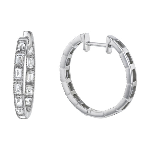 1.5 Carat Inside-Out Baguette Diamond Hoops - 14K Gold | VS Clarity Lab Grown Diamonds