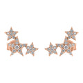 Three Stars Diamond Stud Earrings - 18K Gold | VS Clarity