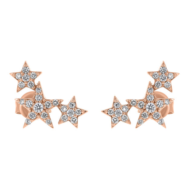 Three Stars Diamond Stud Earrings - 18K Gold | VS Clarity