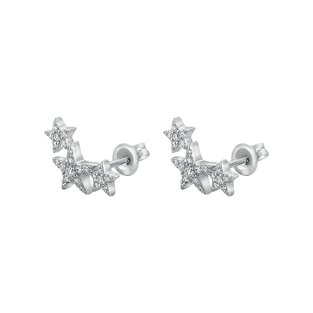 Three Stars Diamond Stud Earrings - 18K Gold | VS Clarity