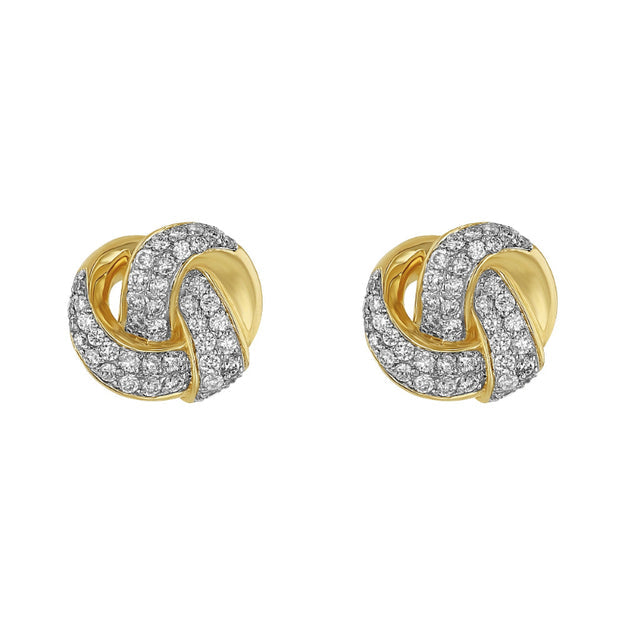 Diamond Love Knot Stud Earrings - 18K Gold | VS Clarity Natural Diamonds
