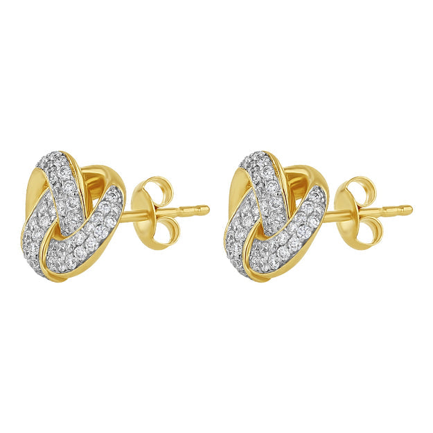Diamond Love Knot Stud Earrings - 18K Gold | VS Clarity Natural Diamonds