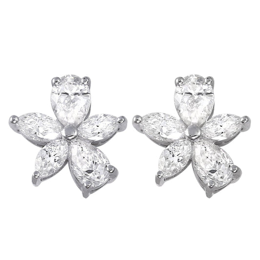 Marquise Diamonds Flower Stud Earrings - 18K | VS Clarity Natural Diamonds