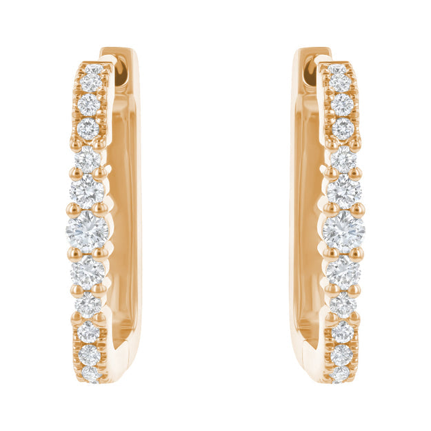 1 Carat Diamond Rectangle Hoop Earrings - 18K Gold | VS Clarity