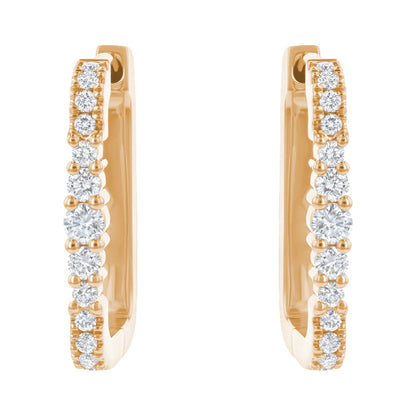 1 Carat Diamond Rectangle Hoop Earrings - 18K Gold | VS Clarity