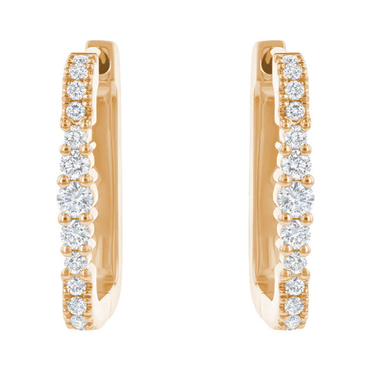 1 Carat Diamond Rectangle Hoop Earrings - 18K Gold | VS Clarity