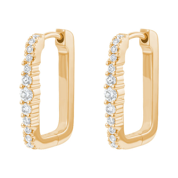 1 Carat Diamond Rectangle Hoop Earrings - 18K Gold | VS Clarity