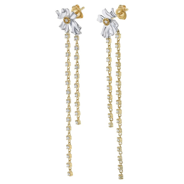Floral Alchemy with Dangling Vines Earrings -Sterling Silver | VS Clarity Lab Diamonds