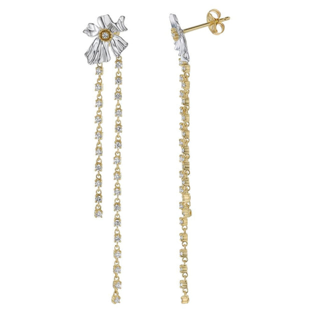 Floral Alchemy with Dangling Vines Earrings -Sterling Silver | VS Clarity Lab Diamonds