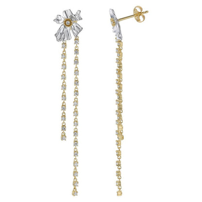 Floral Alchemy with Dangling Vines Earrings -Sterling Silver | VS Clarity Lab Diamonds
