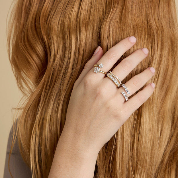 Floral Diamond Cluster Ring - 18K Gold | VS Clarity Natural Diamonds