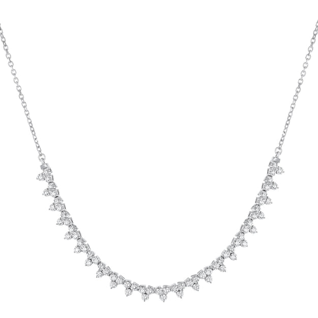 Triple Diamond Half-Tennis Necklace - 18K Gold | VS Clarity Natural Diamonds