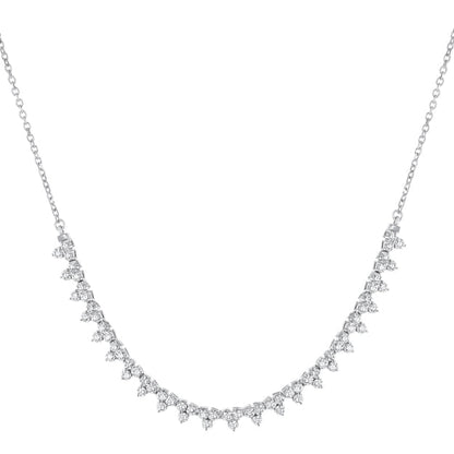 Triple Diamond Half-Tennis Necklace - 18K Gold | VS Clarity Natural Diamonds