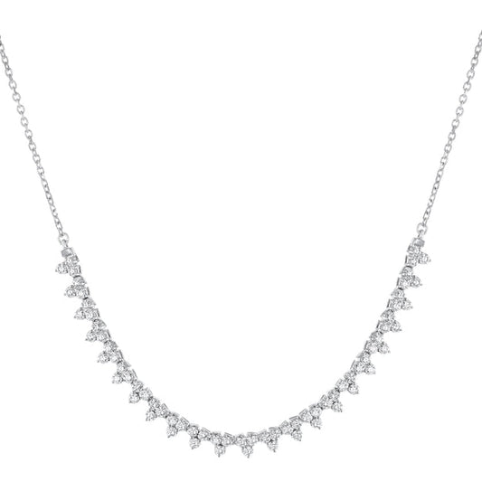 Triple Diamond Half-Tennis Necklace - 18K Gold | VS Clarity Natural Diamonds