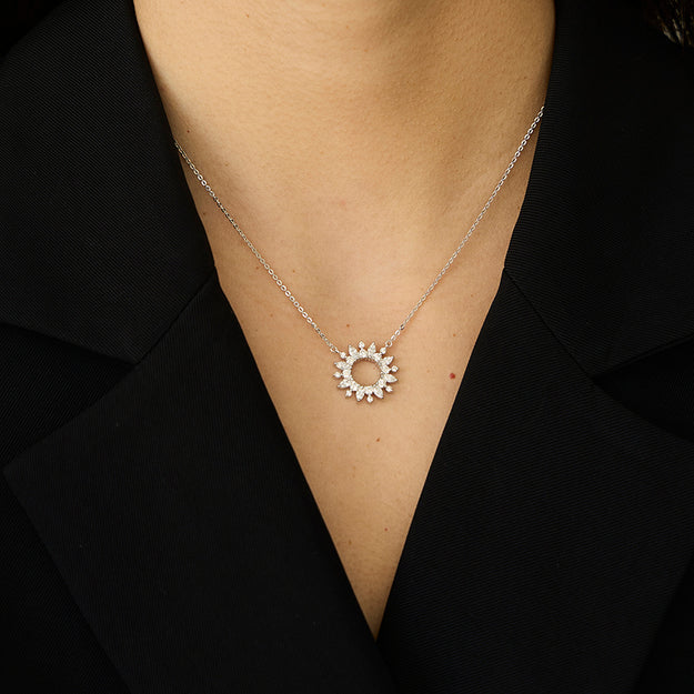 Sunburst Diamond Necklace - 18K Gold | VS Clarity Natural Diamonds
