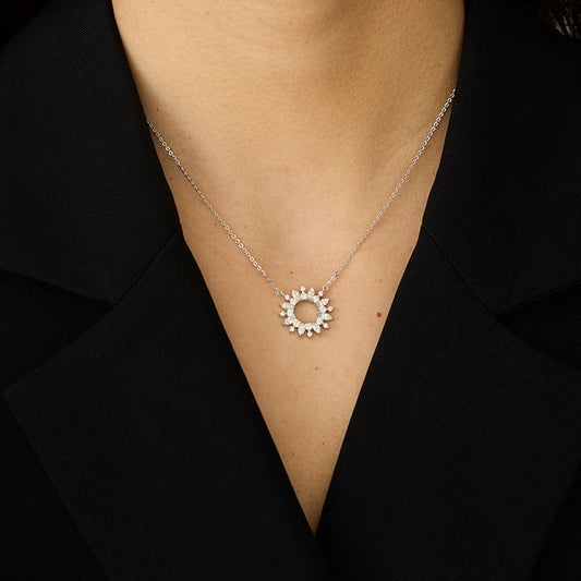Sunburst Diamond Necklace - 18K Gold | VS Clarity Natural Diamonds