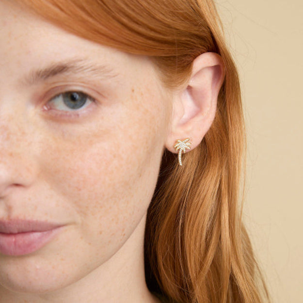 Noémie Palm Tree Diamond Earrings - 14K Gold | VS Clarity Lab Grown Diamonds