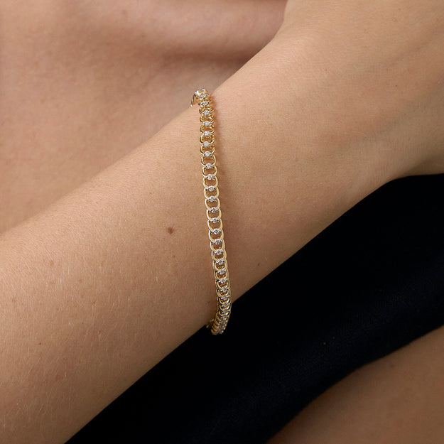 Diamond Curb Chain Bracelet - 18K Gold | VS Clarity Natural Diamonds