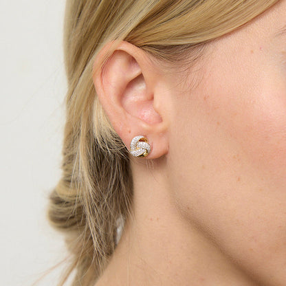 Diamond Love Knot Stud Earrings - 18K Gold | VS Clarity Natural Diamonds