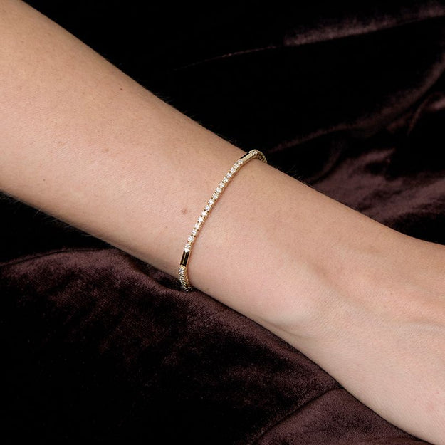 Diamond Tennis Bracelet with Gold Bar Links - 18K Gold | VS Clarity Natural Diamonds