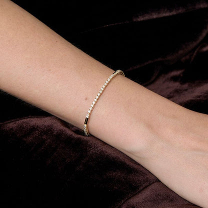 Diamond Tennis Bracelet with Gold Bar Links - 18K Gold | VS Clarity Natural Diamonds